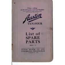 Austin 10 - Parts List - 1369A