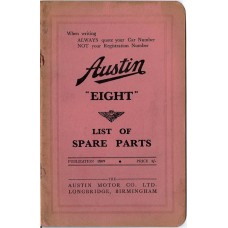Austin 8 - Parts List - 1809